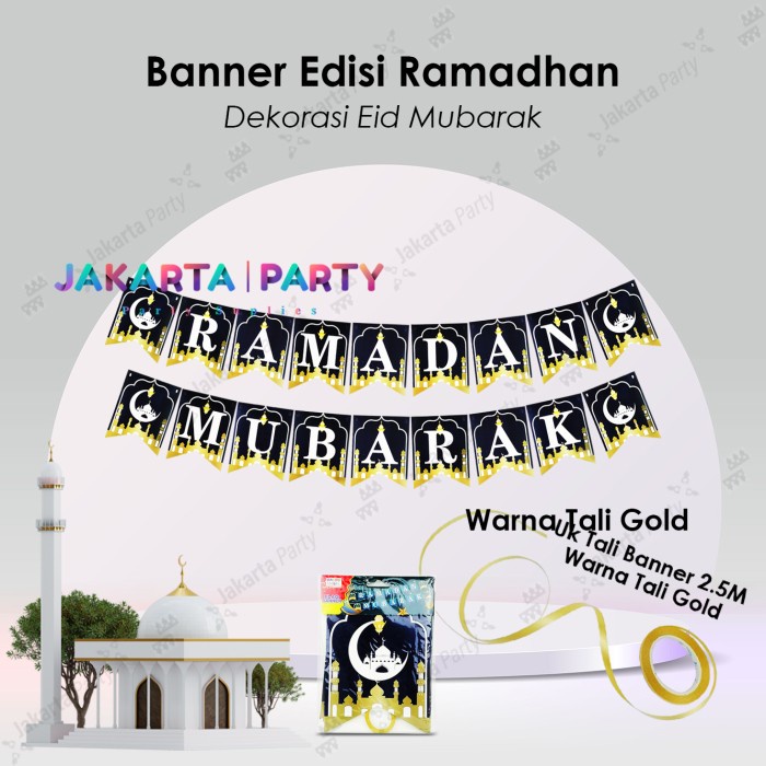 Bunting Flag Ramadhan Hitam / Banner Ramadan Mubarak / Bunting Lebaran