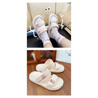 Sandal Jisso Cherry Casual Tali Slip On Wanita Import High Quality