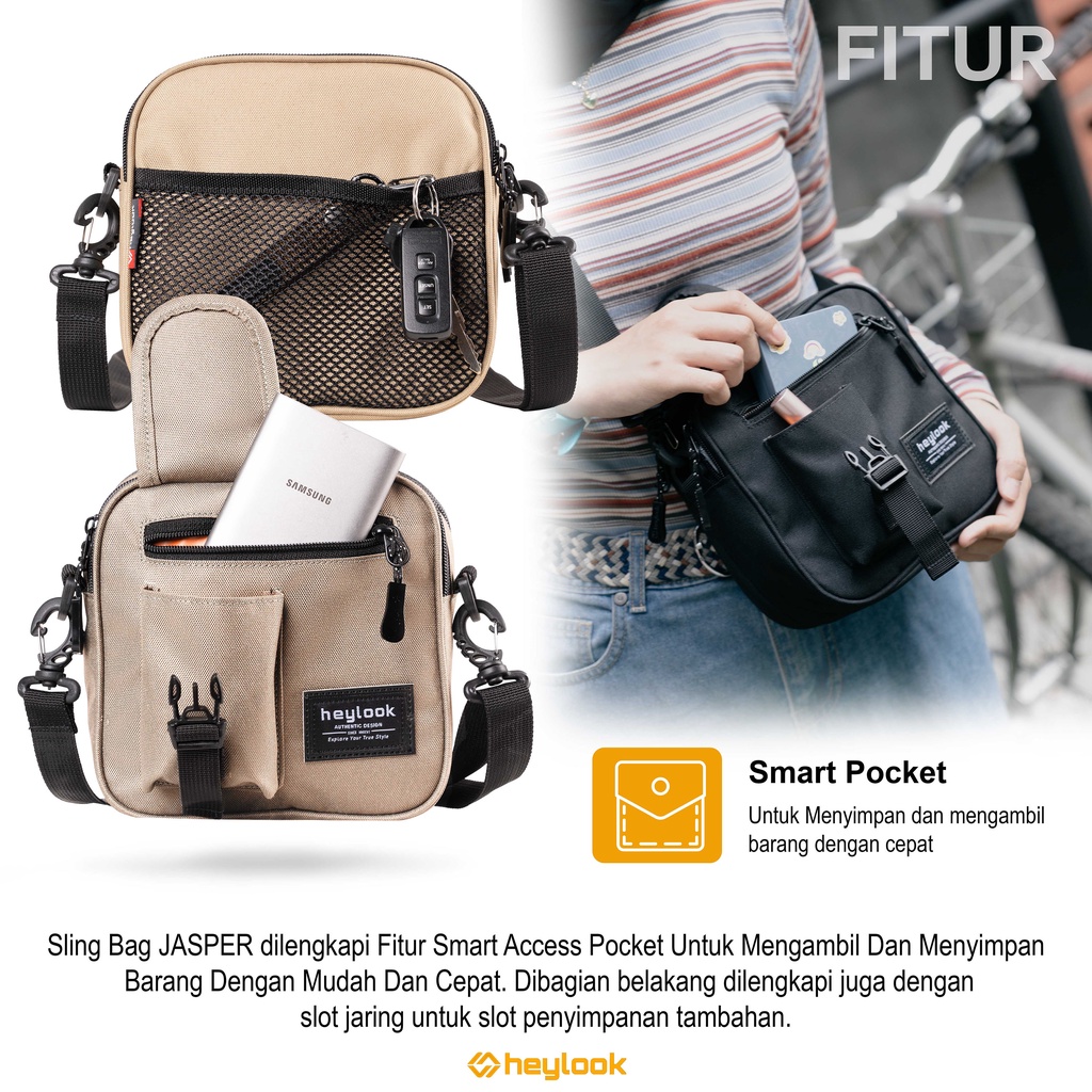 HEYLOOK Project - Tas Selempang Pria JASPER Tas Slempang Pria Tas Hp Tas Kecil Pria Sling Bag Cowok Waist Bag Cewek Heylook