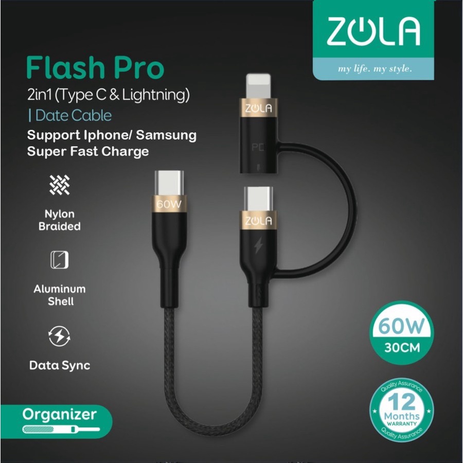 KABEL DATA CHARGER ZOLA KABEL CHARGER 2IN1 ZOLA PRO 2IN1 KABEL CHARGER KABEL ZOLA FLASH PRO 2IN1