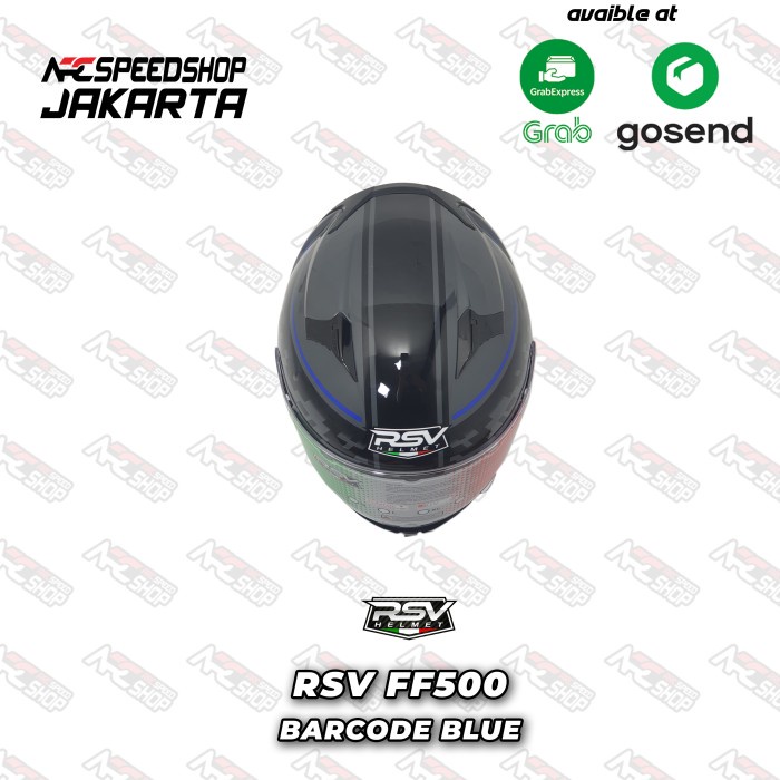 Helm Full Face Rsv Ff500 Barcode Blue - Helmet Motor Ff 500 #Original