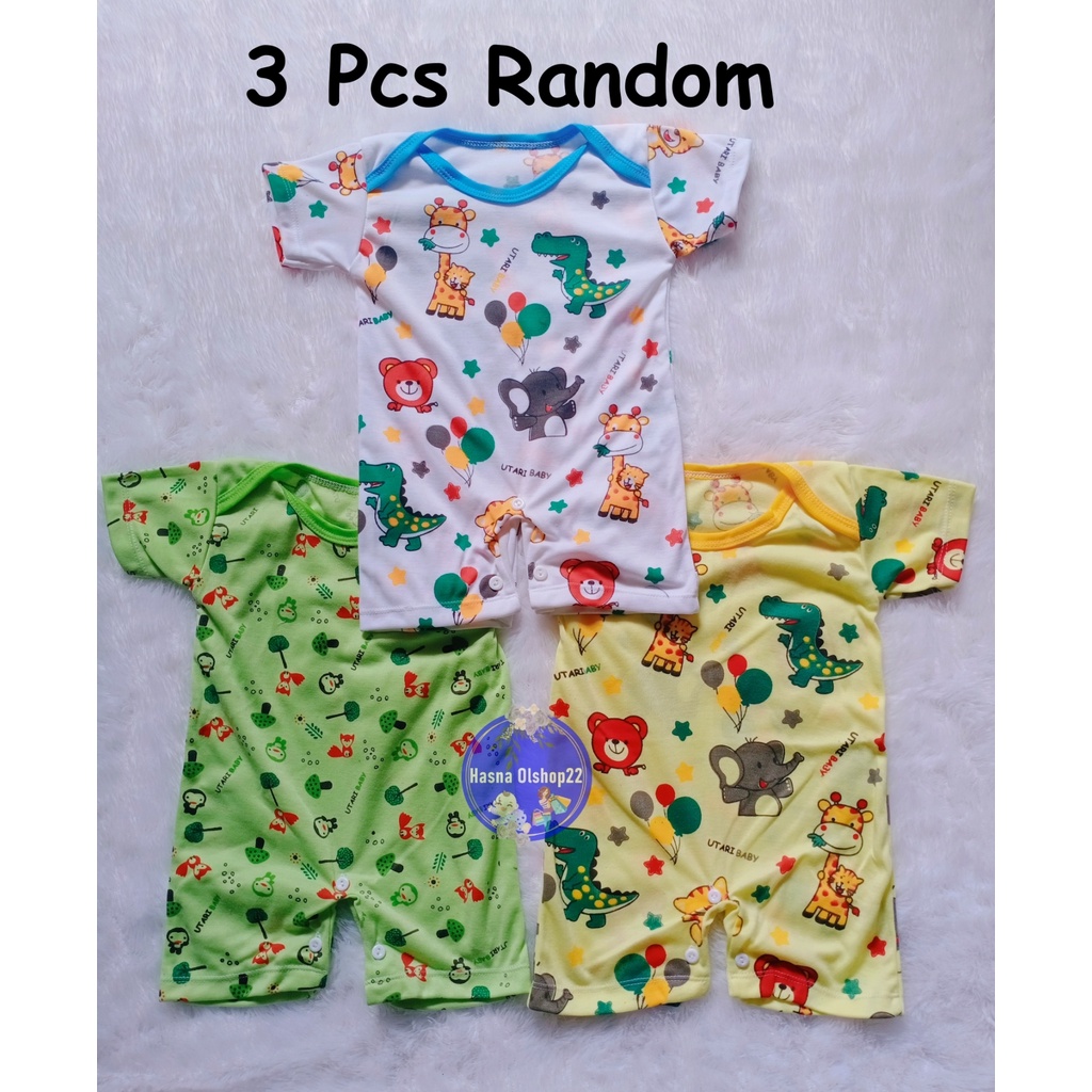 3 Pcs Baju Bayi Romper Pendek / Paket Bundling 3 Baju Anak Murah