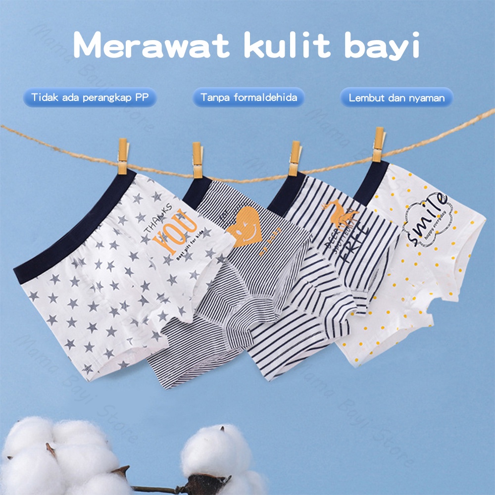 Qierra 100% Katun 2-10Tahun Celana Dalam Boxer Anak/ Boxer Anak Laki-laki