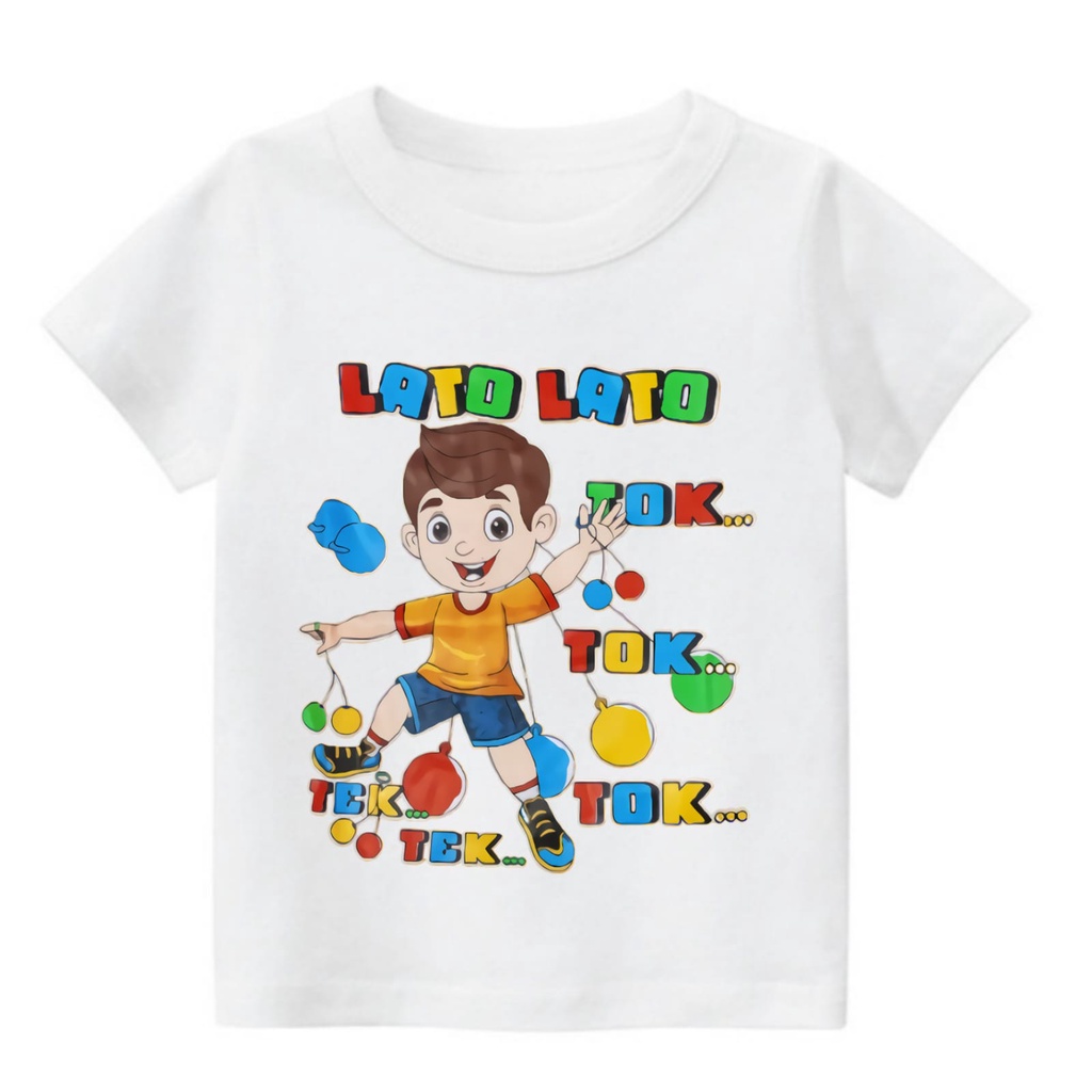 Hzl_outfit Kaos Anak Laki dan Perempuan Lato Lato Tok Tok Size (M,L,XL)/ Bayar COD