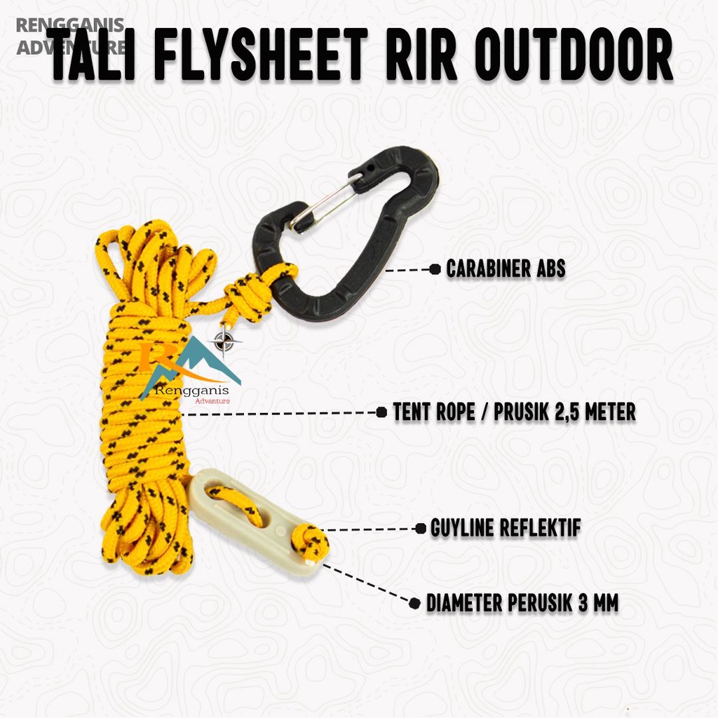 TALI FLYSHEET (ISI 4 PCS TALI) MERK RIR OUTDOOR TALI TENDA CAMPING