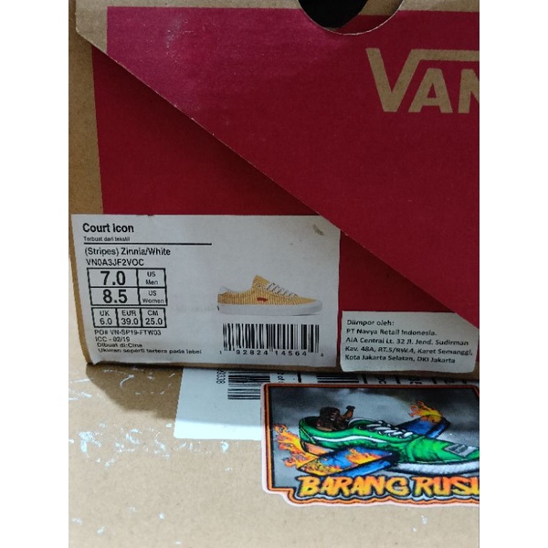 VANS COURT ICON STRIPES ZINNIA WHITE ORIGINAL RESMI NAVYA