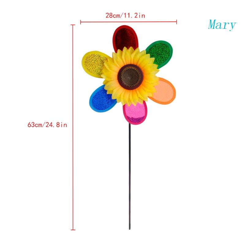 Mary Colorful Sequin Sunflower Windmill Wind Spinner Dekorasi Halaman Taman Rumah