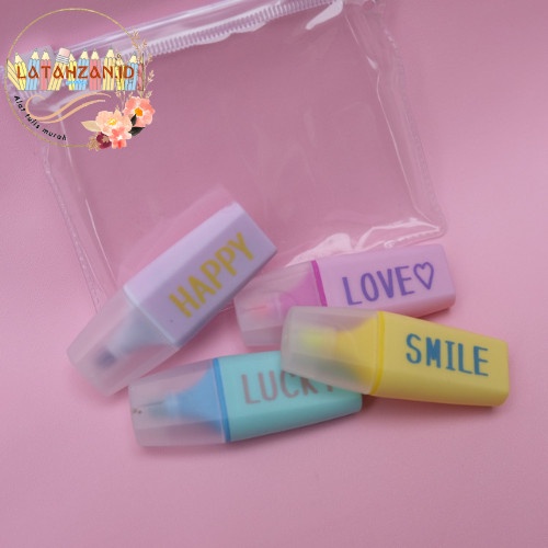 

Highlighter Model Smile Love Lucky Pouch Unik 1 Set Isi 4 Pcs Murah Cod