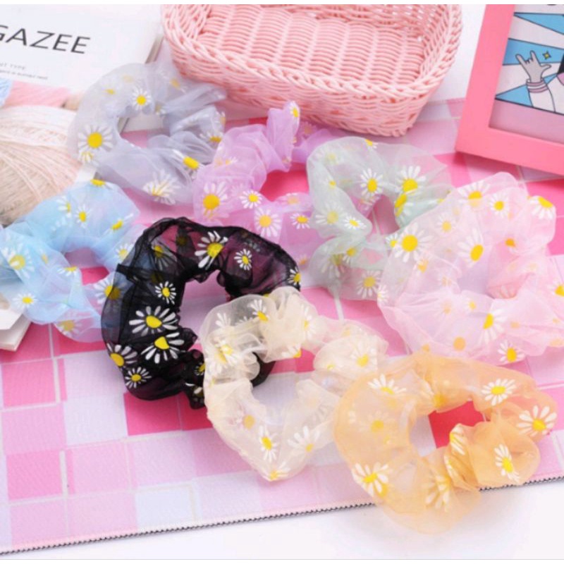 ikat rambut scrunchie korea bunga daisy