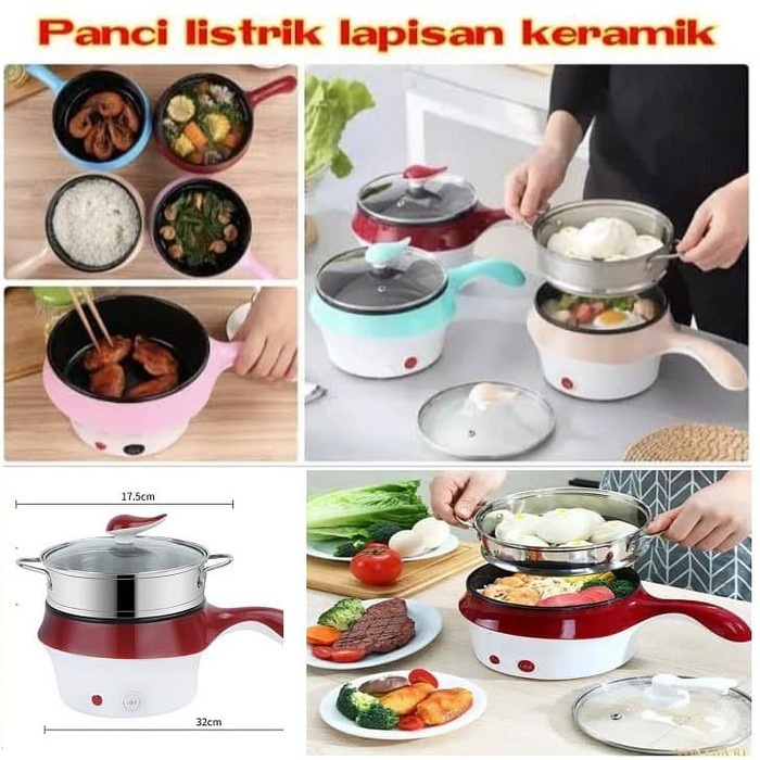 panci listrik Panci Elektrik Serbaguna / Panci Keramik Travel Steam Kukus Goreng(X2J1) Panci Listrik