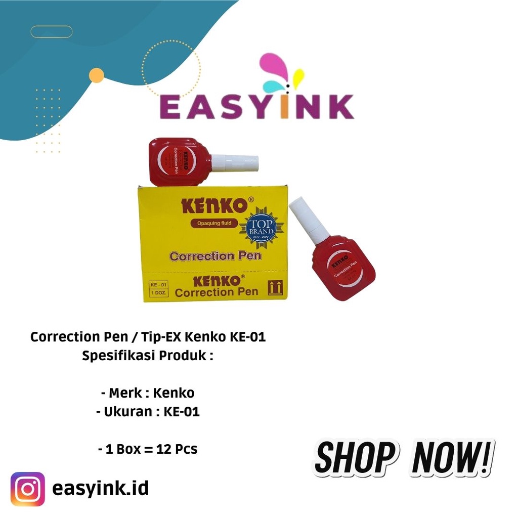 

Tip-Ex Cair / Tipe-X Cair / Correction Pen Kenko KE-01