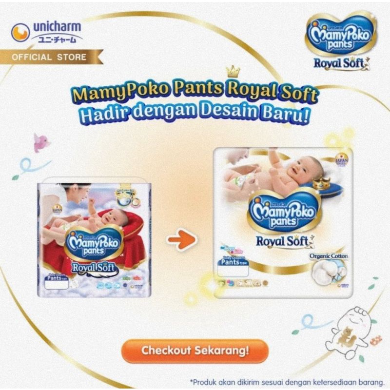 MamyPoko Royal Soft Pants Size S,M, L, XL, XXL/Popok Anak
