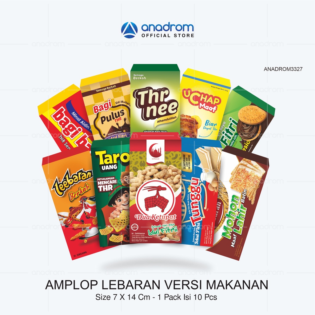 

Amplop Lebaran Idul Fitri Versi snack / makanan | Amplop Eid Mubarak | Anadrom 3327