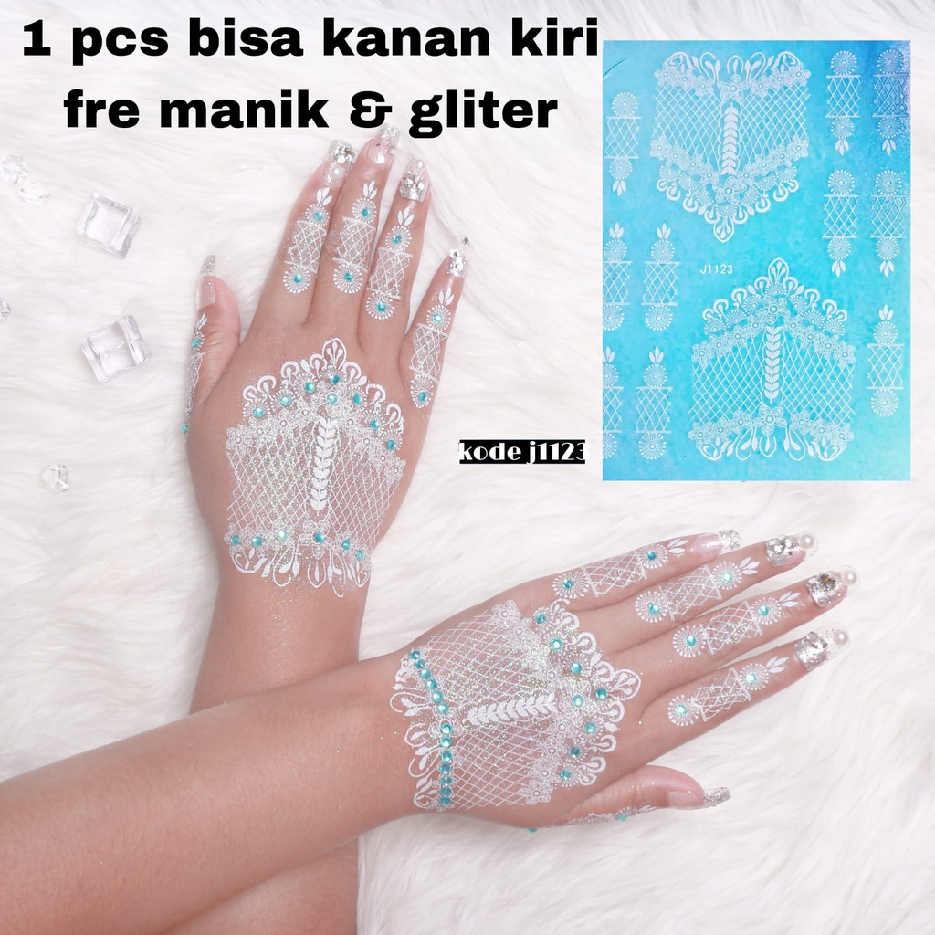 HENA INSTAN PUTIH J1123 / FREE GLITER MANIK DAN SAMPLE