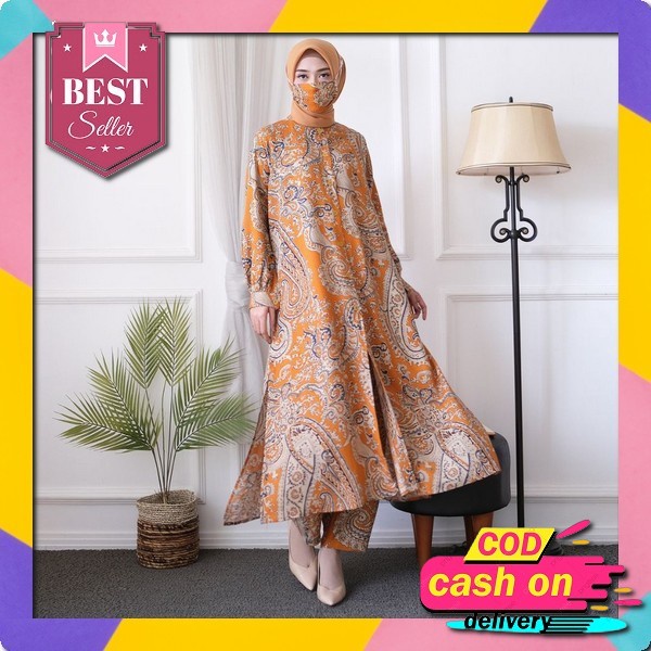 Wanda Set Setelan Wanita Oneset Tunik Terbaru Setelan Salur Wanita Kekinian Setelan Wanita Kekinian 