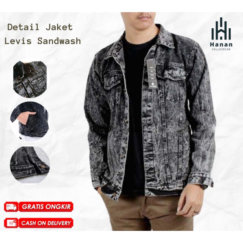 Jaket  pria dewasa Jeans Sandwash Levis  original 100% asli Ukuran L XL Blue