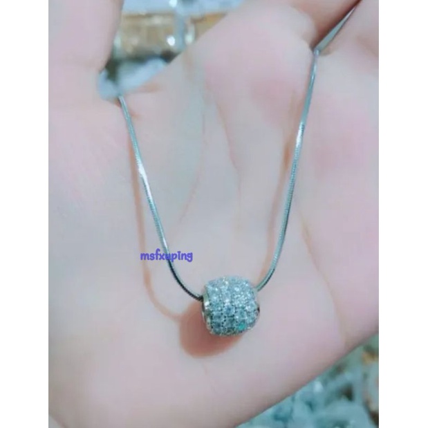 Kalung liontin permata cantik silver premium