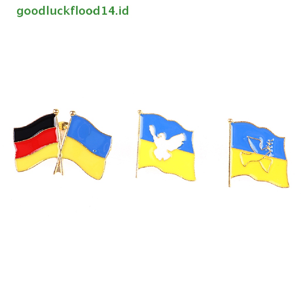 [GOOGFOUR] 1pc Bendera Ukraina Bros Aksesoris Pakaian Pin Logam Lencana Souvenir Badge [TOP]