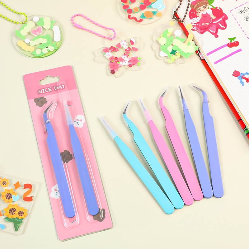 2pcs / set Pinset / Tape Stiker / Kartun Warna Permen Untuk Scrapbook / Jurnal