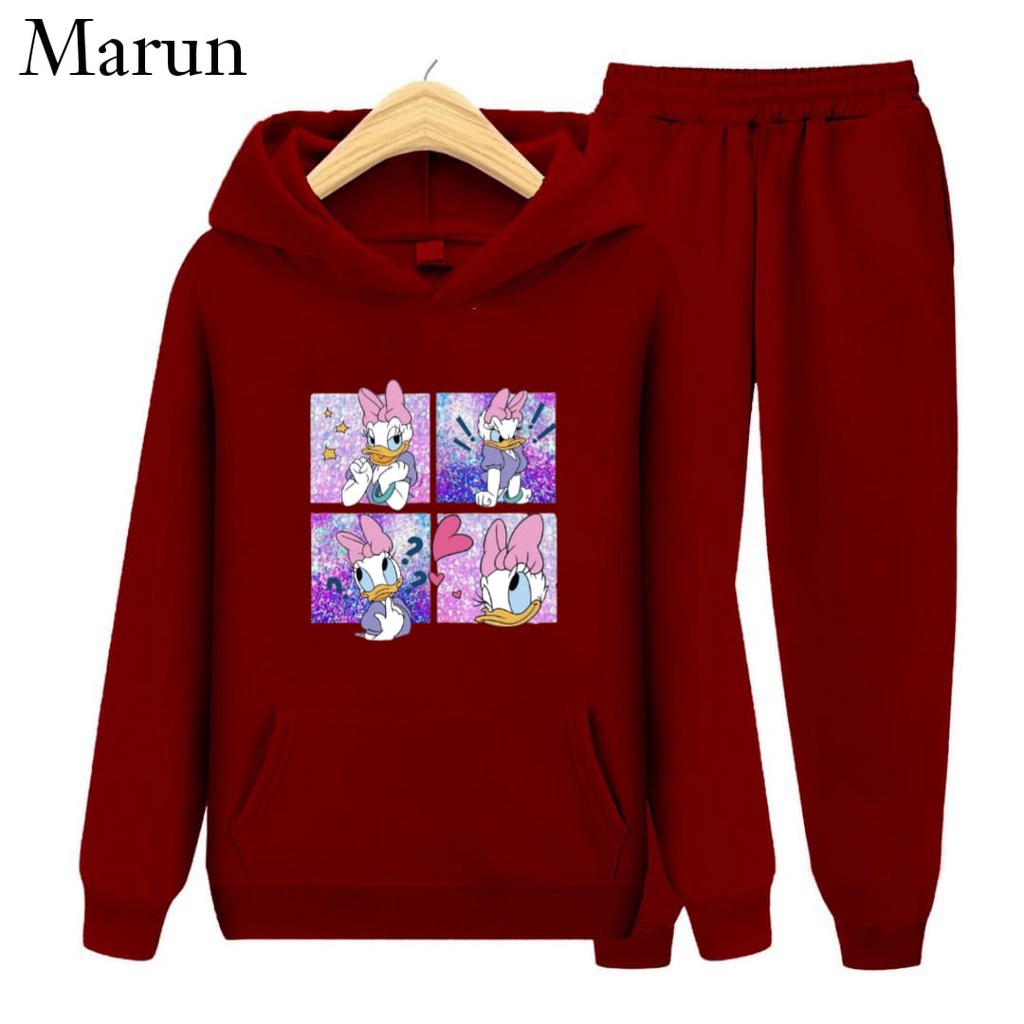 Hzl_outfit Setelan Sweater Hoodie Daisy Duck Anak Perempuan/ Setelan Sweater Anak Anak