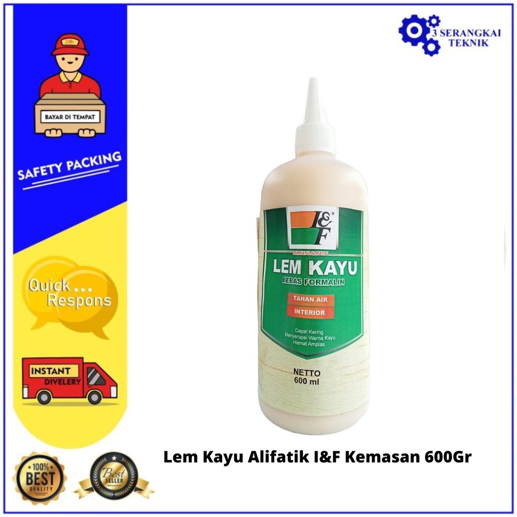 Lem Kayu Alifatik I&amp;F 600 Gram Lengket Cepat Kering Sekualitas Presto