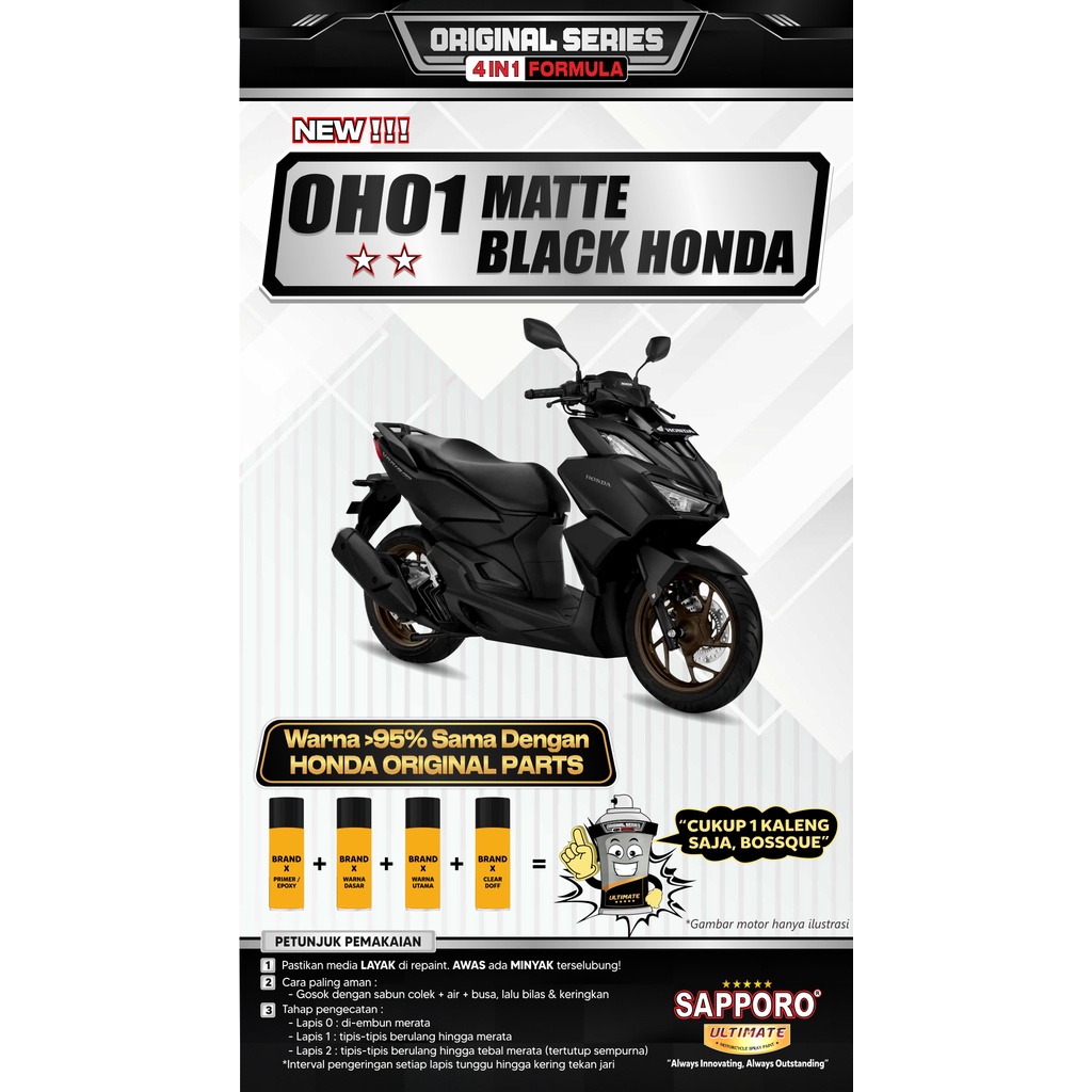 SAPPORO ULTIMATE Matte Black Honda OH01 400 ml