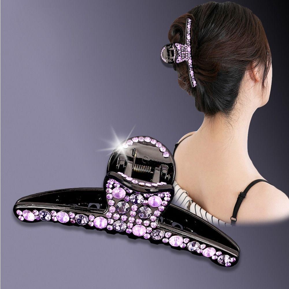 Needway   Wanita Hiu Klip Fashion Halus Berkilau Resin Gadis Hadiah Ponytail Holder Berlian Imitasi Aksesori Rambut Gaya Korea Hair Clip