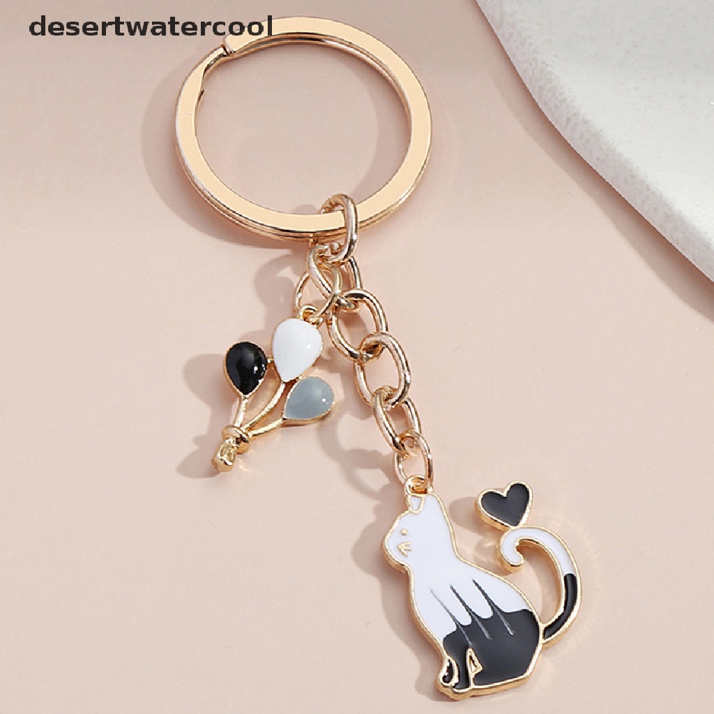 Deid Cincin Kunci Balon Hati Kucing Lucu Enamel Gantungan Kunci Hadiah Untuk Aksesoris Handbag Martijn
