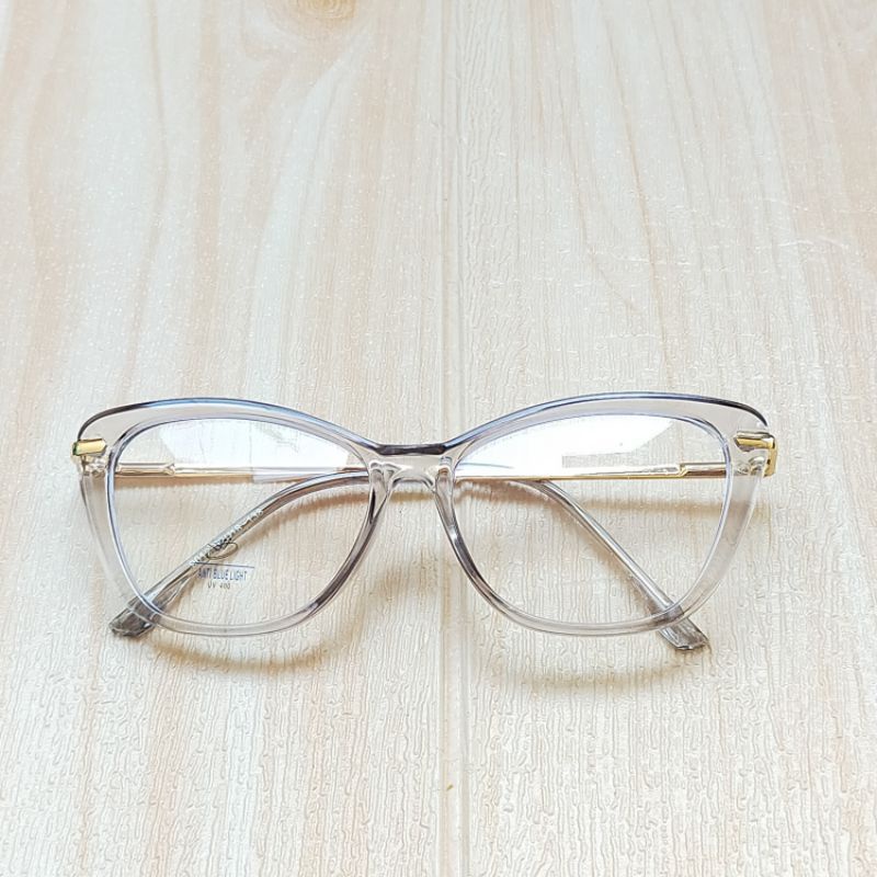 0FRAME KACAMATA SEMI CAT EYE KODE (AYUMI) PAKET LENSA BLUECROMIC