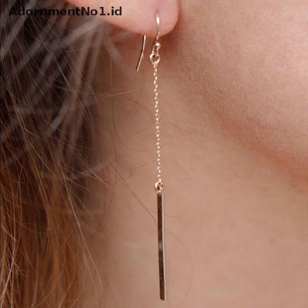 [AdornmentNo1] Fashion Perhiasan Wanita Berlapis Emas Panjang Menjuntai Drop Chain Hook Earrings Ear Stud [ID]