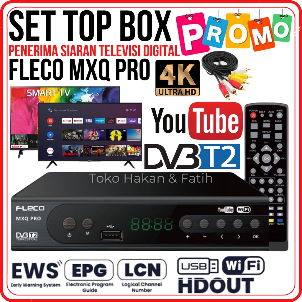STB Set Top Box FLECO MXQ PRO / STB TV Digital Receiver Penerima Siaran Full HD - FLECO STB Set Top 