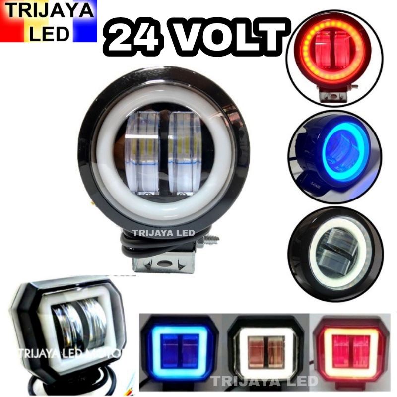 Lampu Tembak Sorot 24 Volt LED CWL Daymaker Mini 2 Mata 4D Bar CREE Angel Devil Eye Lens Motor Mobil