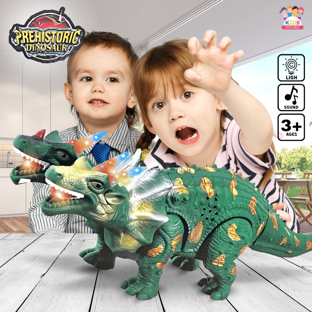 Prehistoric Dino | Mainan Robot Dinosaurus Kepala Dua Musik Dan Lampu | Kado Ulang Tahun Anak Laki Laki | Mainan Terbaru 2023