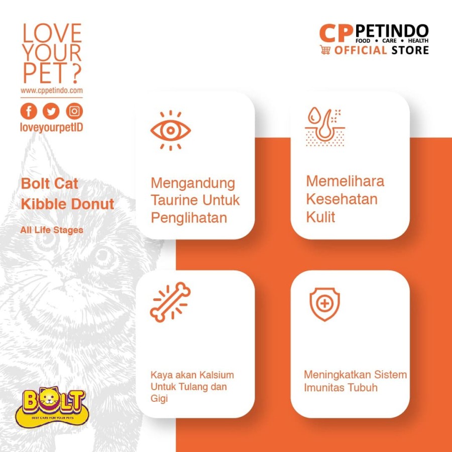 GRAB/GO-JEK Makanan Kucing Bolt Donat Tuna Flavour Kemasan 8KG