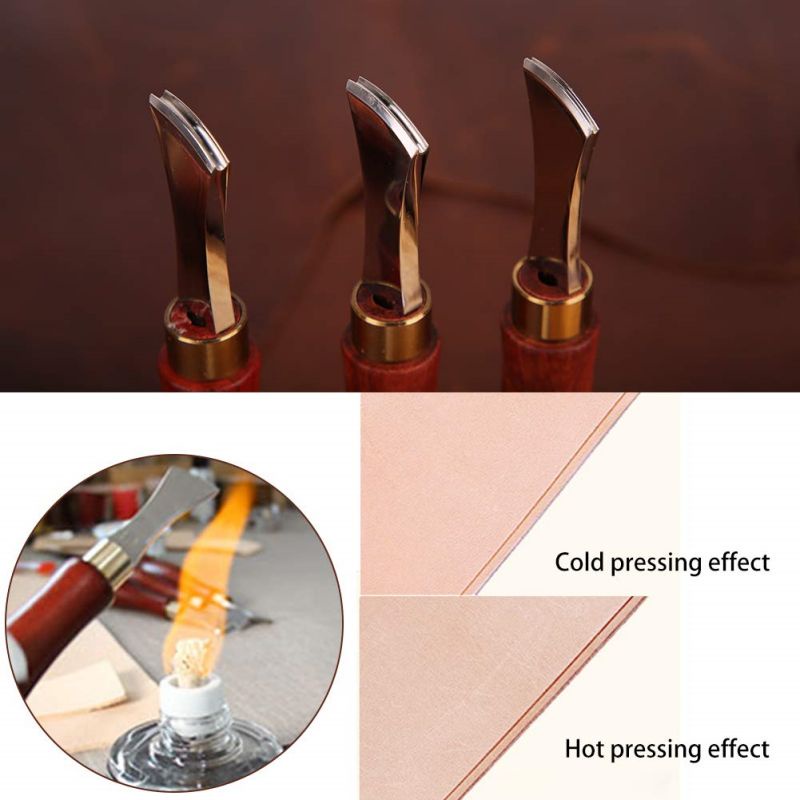 Leather Creaser/Creaser Groover Kulit/Leather Craft Edge Line Press/Creaser Tool Stainless Dengan Gagang Kayu