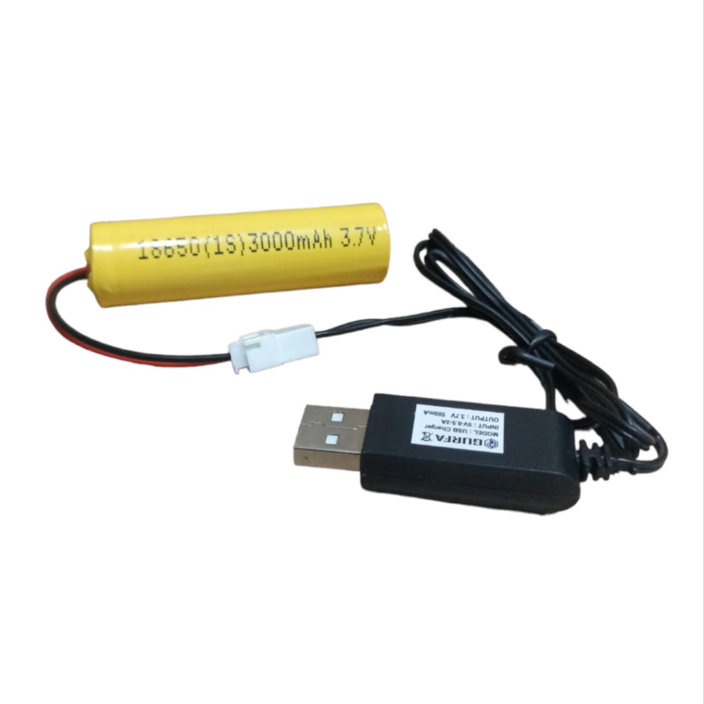 Paket Kabel USB + Baterai Mainan Anak RC/ Speaker &amp; Elektronik Lainnya 1X 18650 3000mAh 3.7V BMS 1S 4.5A KONEKTOR JST XH 2 PIN