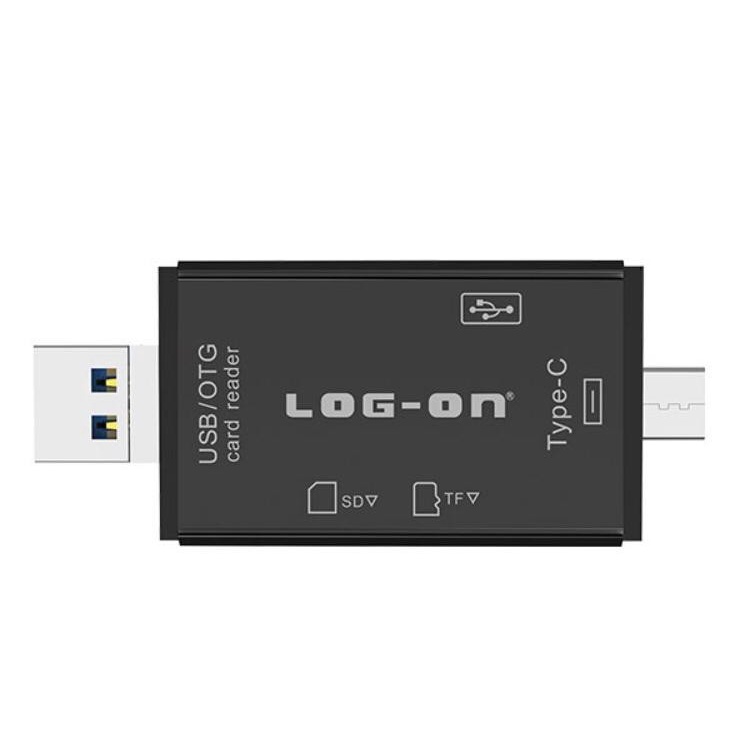 OTG CARIDER LOG ON 3IN1 LO-CR07 USB ADAPTER TYPE C / MICRO USB / USB 2.0SD - OTG CARD READER LOG ON