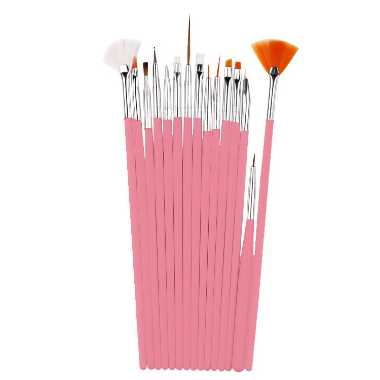 KMN Kuas Kuku Lukis Nail Art Brush Kutek 15in1 Nail Art Tools Liner Drawing Brush Set Manicure Pedicure