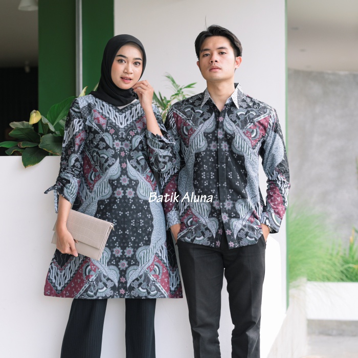 Batik Couple Pasangan Modern Original Lapis Furing - Lapis Trikot Batik Kerja Kantor Kondangan Size S M L XL XXL XXXL 104