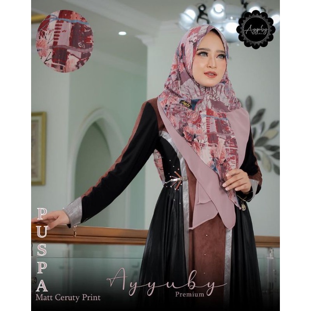 HIJAB INSTAN SYARI PUSPA MOTIF ORI AYYUBY BAHAN CERUTY BABYDOLL