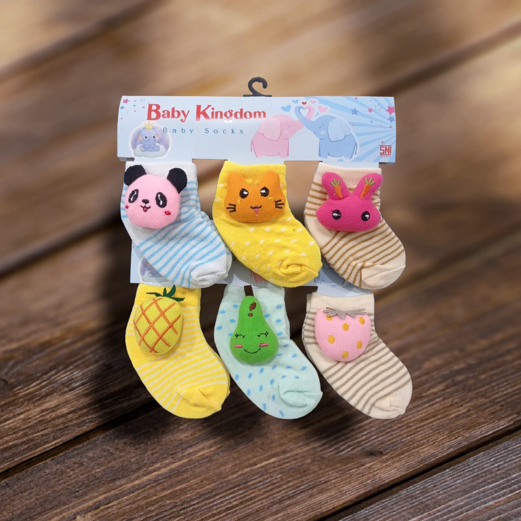 3 Pasang Kaos Kaki Bayi Newborn Lucu Variasi Boneka