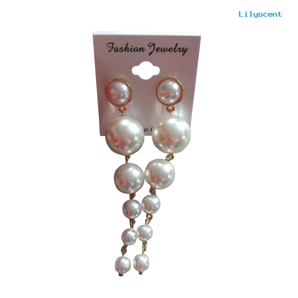 [LS] Mutiara Imitasi Elegan Anting Panjang Pearls String Linear Menjuntai Hadiah Pesta Pernikahan