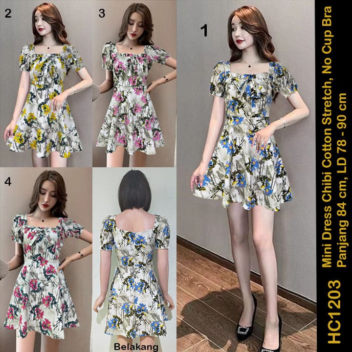 HC1203 Mini Dress Chibi Cotton No Cup Bra Stretch / Mini Dres Seksi / Dress Mini Sexy  Dress Mini Chibi / MiniDress Wanita