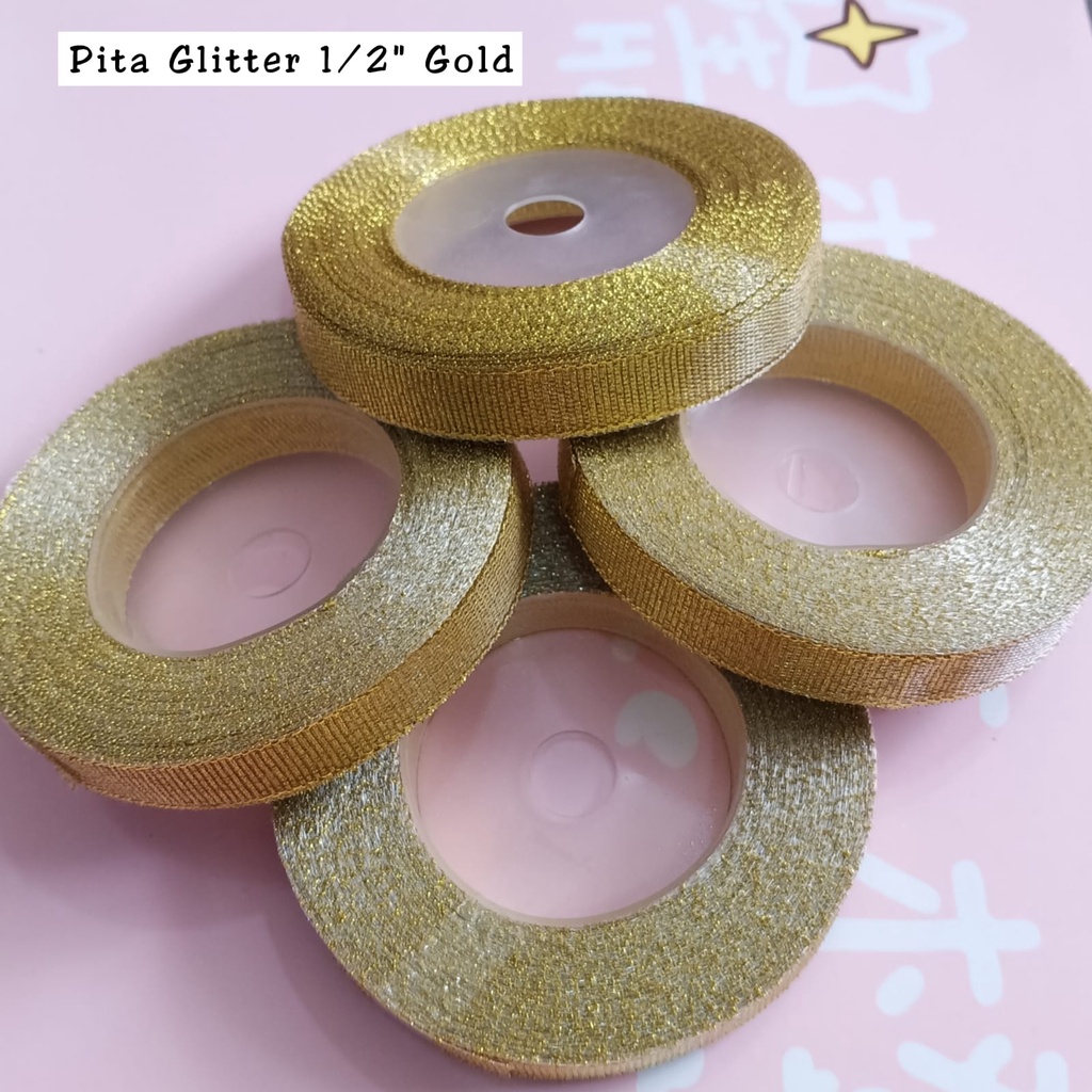 Pita Glitter Emas &amp; perak untuk pembungkus Kado / Parcel / Prakarya Sekolah