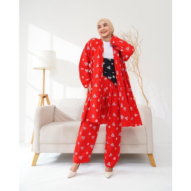 Set Cardigan Jumputan + obi belt