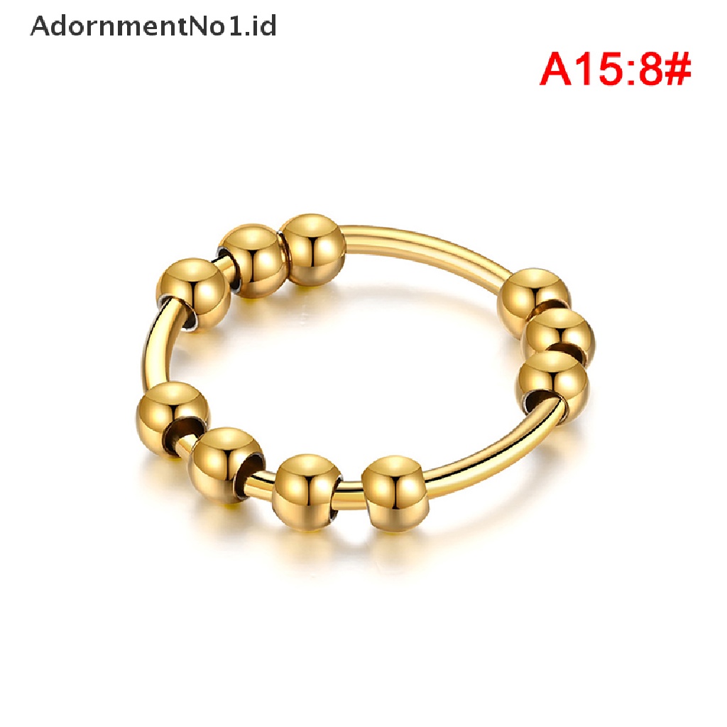 [AdornmentNo1] New Stainless Steel Beads Anxiety Rings Stress Relief Fidget Rings Untuk Wanita Pria INS Gaya Sederhana Fashion Perhiasan Hadiah Tren [ID]