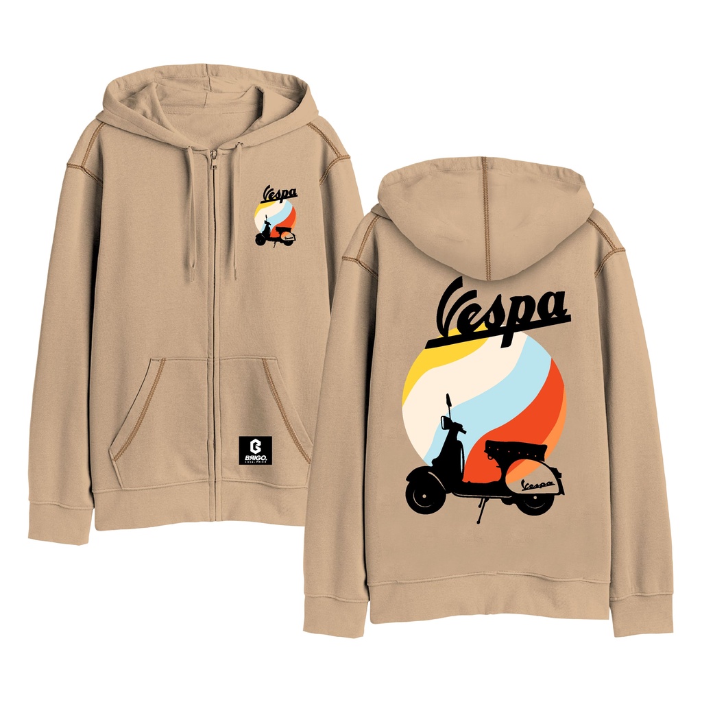 BRIGO X VESPA CLASIC Resleting Jumper Hoodie II Sweater Hoodie Zipper  BRIGO X VESPS Sablon DTF Fleece Cotton IISize M-XXL (Pria &amp; Wanita) Free stiker&amp;Gantungan Kunci