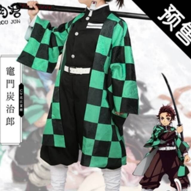 FULLSET COSTUME COSPLAY TANJIRO KIMETSU NO YAIBA - S