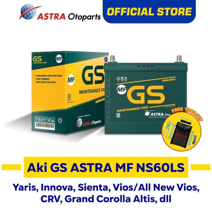 AKI GS ASTRA MF NS60LS untuk mobil Toyota Innova (GSMFN-NS60LS)