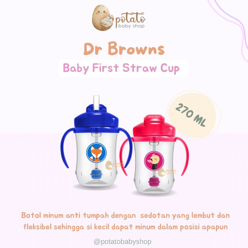 Dr Brown Baby's First Straw Cup 270ml / 6m+ / Botol Minum